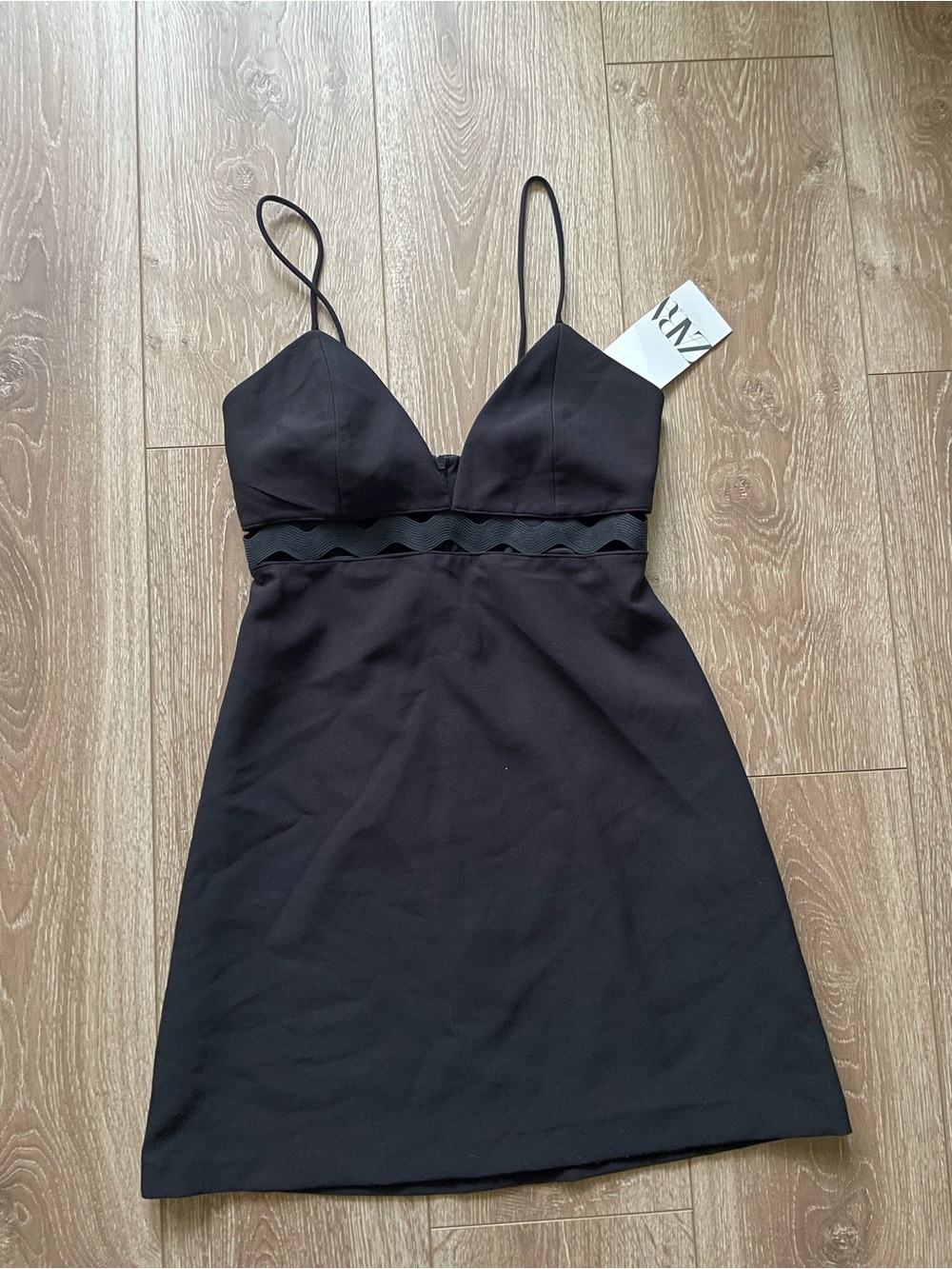NWT Zara Black Spaghetti Strap Mini Dress